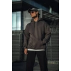 Erkek 3 İplik Pamuklu Kapüşonlu Basic SweatShirt Hoodie - Füme
