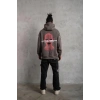 Erkek 3 İplik Pamuklu Kapüşonlu Baskılı Cepli Oversize Sweatshirt Hoodie - Gri