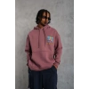 Erkek 3 İplik Pamuklu Kapüşonlu Baskılı Cepli Oversize Sweatshirt Hoodie - Gül Kurusu