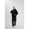 Erkek 3 İplik Pamuklu Kapüşonlu Baskılı Cepli Oversize Sweatshirt Hoodie - Siyah