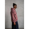 Erkek 3 İplik Pamuklu Kapüşonlu Baskılı Cepli Sweatshirt Hoodie - Gül Kurusu