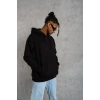Erkek 3 İplik Pamuklu Kapüşonlu Kanguru Cepli Sweatshirt Hoodie -  Siyah