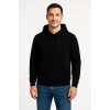 Erkek 3 İplik Pamuklu Kapüşonlu Kanguru Cepli SweatShirt hoodie - Siyah