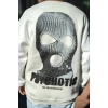 Erkek 3 iplik pamuklu Kışlık Bisiklet Yaka Baskılı SweatShirt - Beyaz