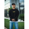 Erkek 3 iplik pamuklu Kışlık Bisiklet Yaka Baskılı SweatShirt - Siyah