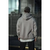 Erkek 3 İplik Penye Kapüşonlu Basic SweatShirt Hoodie - Boyalı Gri