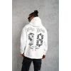 Erkek 98 Baskılı Kapşonlu 3 iplik pamuklu Sweatshirt hoodie - Beyaz
