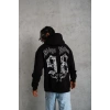 Erkek 98 Baskılı Kapüşonlu 3 iplik pamuklu hoodie Sweatshirt - Siyah