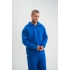 Erkek Açık Yakalı Oversize 3 İplik Pamuklu Sweatshirt - Mavii