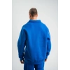 Erkek Açık Yakalı Oversize 3 İplik Pamuklu Sweatshirt - Mavii