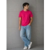 Erkek Basic Pamuklu Tişört Bisiklet Yaka Düz Renk Regular Fit T-Shirt - Fuşya