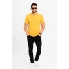 Erkek Basic Tişört Bisiklet Yaka Kısa Kol Günlük Yazlık Slim fit T-Shirt - Sarı