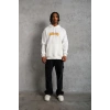 Erkek Baskılı Kapüşonlu 3 iplik pamuklu hoodie Sweatshirt - Beyaz