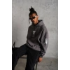 Erkek Baskılı Kapüşonlu 3 iplik pamuklu Hoodie Sweatshirt - Gri