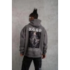 Erkek Baskılı Kapüşonlu 3 iplik pamuklu Hoodie Sweatshirt - Gri