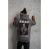 Erkek Baskılı Kapüşonlu 3 iplik pamuklu Hoodie Sweatshirt - Gri