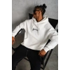 Erkek Baskılı Kapüşonlu ve Kanguru Cepli Sweatshirt hoodie - Beyaz
