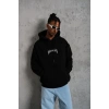 Erkek Baskılı Kapüşonlu ve Kanguru Cepli Sweatshirt hoodie- Siyah