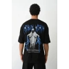 Erkek Baskılı Oversize  Kısa kol T-Shirt - Siyah