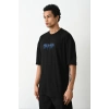 Erkek Baskılı Oversize  Kısa kol T-Shirt - Siyah