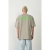 Erkek Baskılı T-Shirt Kısa Kol Bisiklet Yaka Rahat Kalıp Tişört  - Boyalı Gri