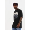 Erkek Baskılı T-Shirt Kısa Kol Bisiklet Yaka Rahat Kalıp Tişört - Siyah