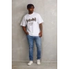 Erkek Baskılı T-Shirt Kısa Kol Bisiklet Yaka Regular Fit Tişört - Beyaz