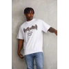 Erkek Baskılı T-Shirt Kısa Kol Bisiklet Yaka Regular Fit Tişört - Beyaz