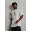 Erkek Baskılı T-Shirt Kısa Kol Bisiklet Yaka Regular Fit Tişört - Gri
