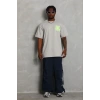 Erkek Baskılı T-Shirt Kısa Kol Bisiklet Yaka Regular Fit Tişört - Gri