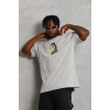 Erkek Baskılı T-Shirt Kısa Kol Bisiklet Yaka Regular Fit Tişört - Gri