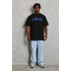 Erkek Baskılı T-Shirt Kısa Kol Bisiklet Yaka Regular Fit Tişört - Siyah