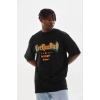 Erkek Baskılı T-Shirt Kısa Kol Bisiklet Yaka Regular Fit Tişört - Siyah
