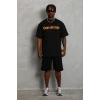 Erkek Baskılı T-Shirt Kısa Kol Bisiklet Yaka Regular Fit Tişört - Siyah