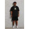 Erkek Baskılı T-Shirt Kısa Kol Bisiklet Yaka Regular Fit Tişört - Siyah