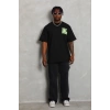Erkek Baskılı T-Shirt Kısa Kol Bisiklet Yaka Regular Fit Tişört - Siyah