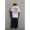 Erkek Baskılı Tişört Kısa Kol Bisiklet Yaka Oversize T-Shirt - Beyaz