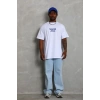 Erkek Baskılı Tişört Kısa Kol Bisiklet Yaka Oversize T-Shirt - Beyaz