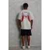 Erkek Baskılı Tişört Kısa Kol Bisiklet Yaka Oversize T-Shirt - Gri