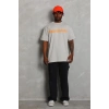 Erkek Baskılı Tişört Kısa Kol Bisiklet Yaka Oversize T-Shirt - Gri