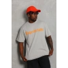 Erkek Baskılı Tişört Kısa Kol Bisiklet Yaka Oversize T-Shirt - Gri