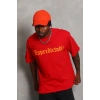 Erkek Baskılı Tişört Kısa Kol Bisiklet Yaka Oversize T-Shirt - Kırmızı