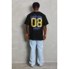 Erkek Baskılı Tişört Kısa Kol Bisiklet Yaka Oversize T-Shirt - Siyah