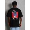 Erkek Baskılı Tişört Kısa Kol Bisiklet Yaka Oversize T-Shirt - - Siyah