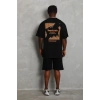 Erkek Baskılı Tişört Kısa Kol Bisiklet Yaka Oversize T-Shirt - Siyah
