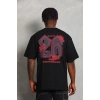 Erkek Baskılı Tişört Kısa Kol Bisiklet Yaka Oversize T-Shirt - Siyah