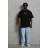 Erkek Baskılı Tişört Kısa Kol Bisiklet Yaka Oversize T-Shirt - - Siyah