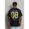 Erkek Baskılı Tişört Kısa Kol Bisiklet Yaka Oversize T-Shirt - Siyah