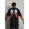 Erkek Baskılı Tişört Kısa Kol Bisiklet Yaka Oversize T-Shirt - Siyah