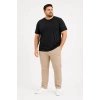 Erkek Battal Big Size Basic Tişört Bisiklet Yaka Rahat Kalıp T-Shirt - Siyah